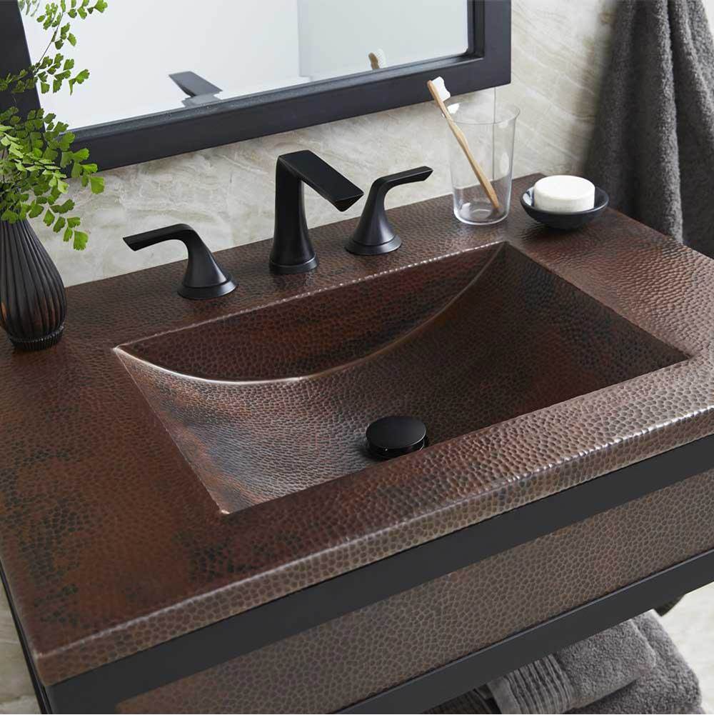 30'' Cozumel Vanity Top with Integral Bathroom Sink in Antique Copper