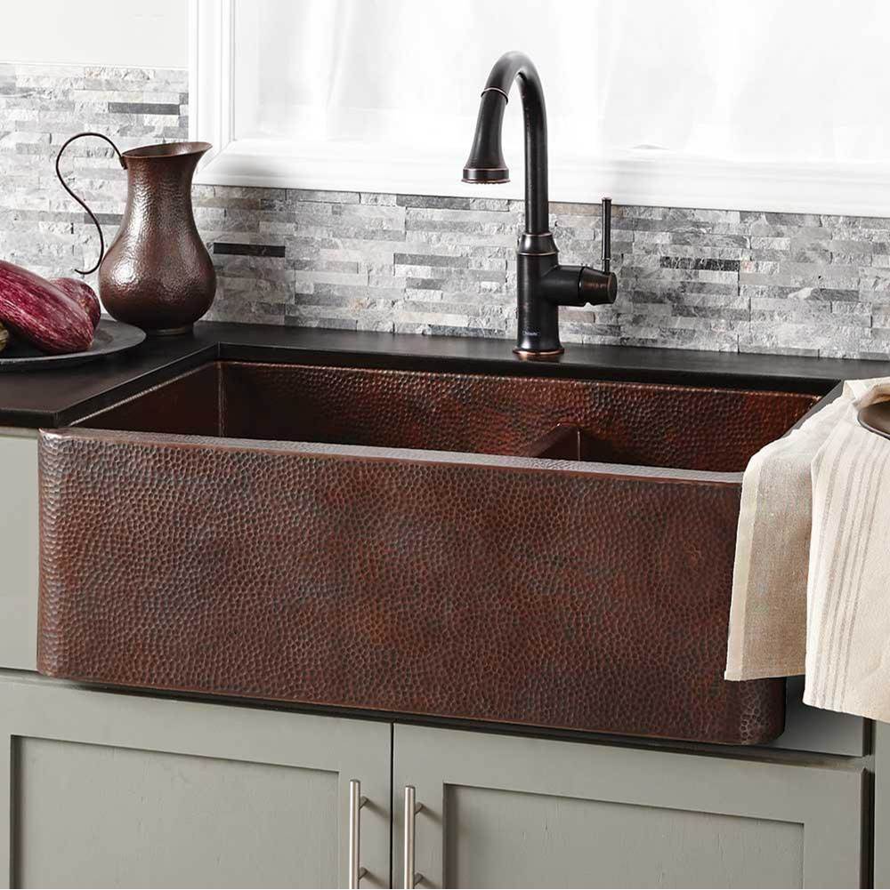 Native Trails - Farmhouse Duet Kitchen SInk in Antique Copper - Antique Copper