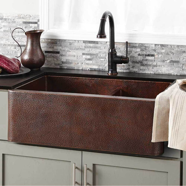 Native Trails - Farmhouse Duet Kitchen SInk in Antique Copper - Antique Copper