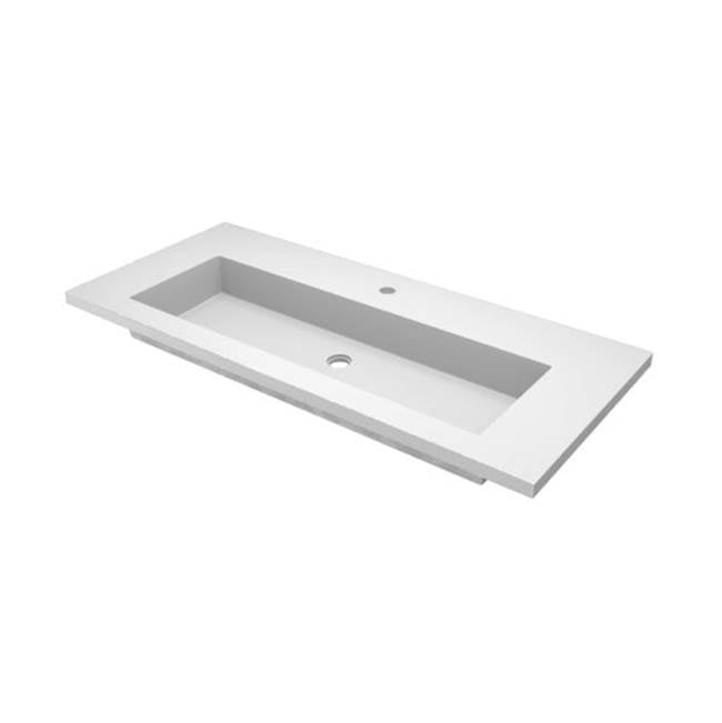 Native Trails - 48'' Capistrano Vanity Top with Integral Trough in Pearl - 8'' Widespread Faucet Cutout - Pearl