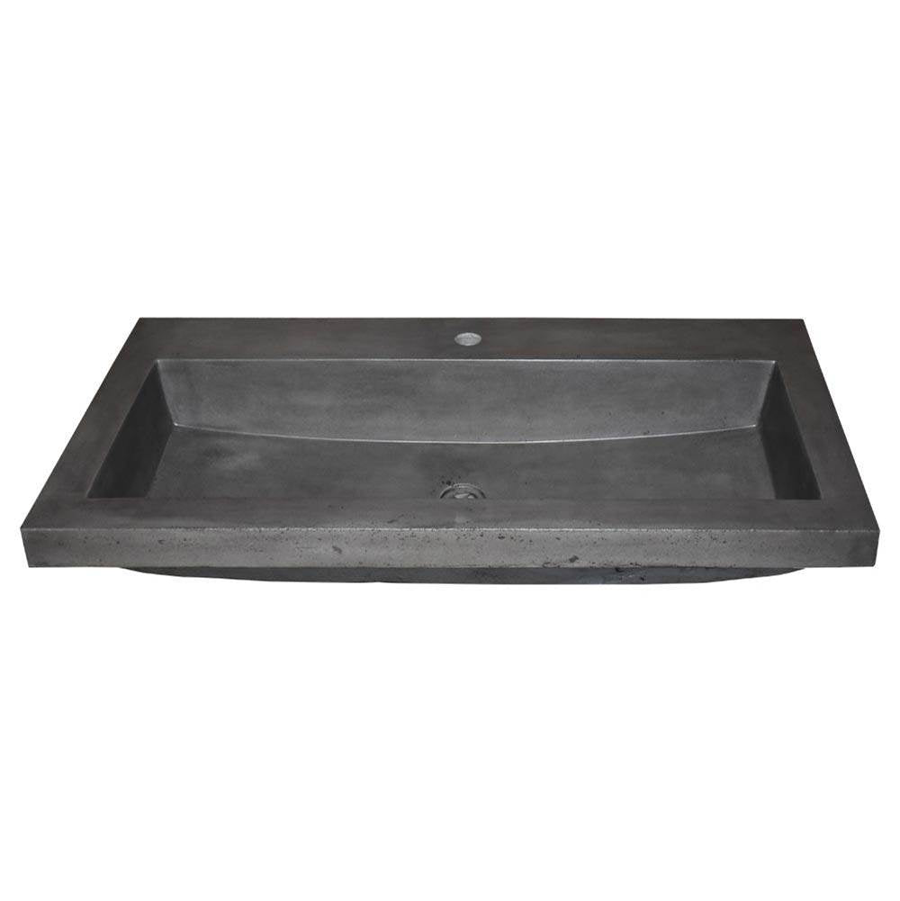 Trough 3619 Bathroom Sink in Ash-No Faucet Holes
