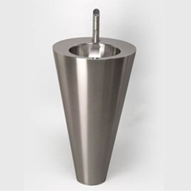 Neo-Metro by Acorn - 34'' 16 gauge 304 stainless steel pedestal basin with D shaped bowl 13'' X 15-3/4''