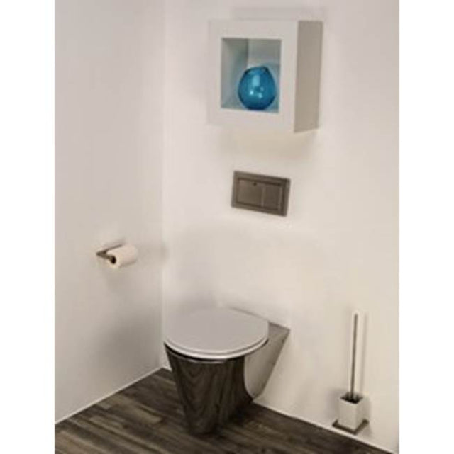 Neo-Metro by Acorn - nted, wall supplied, wall waste, round front stainless steel toilet, works with a in-wall tank system like Geberit (not included)