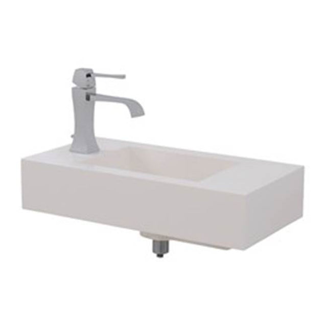 Neo-Metro by Acorn - X 9-7/8'' X 4'' cast Blanco (white) solid surface wall mounted countertop with an integrated 10-5/8'' C 7-1/8'' C 4'' basin, single hole faucet dri