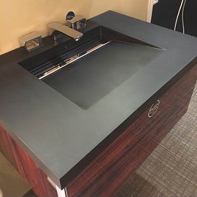 Neo-Metro by Acorn - 2'' X 2'' cast Anise (matte black solid surface countertop with an integrated 17'' X 14'' X 4'' basin