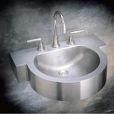 304 brushed stainless steel wall mounted basin with enclosed bottom, drilled for single hole faucet