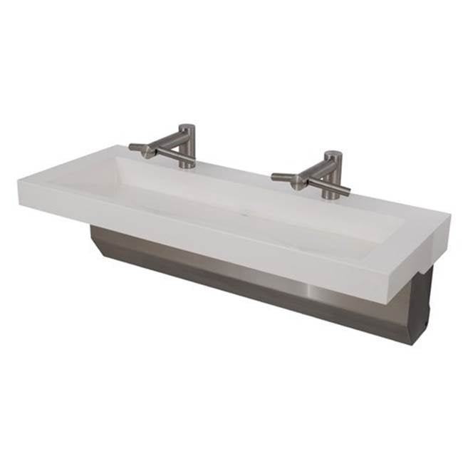 Neo-Metro by Acorn - 2'' X 4'' cast wall mounted Blanco (white) solid surface countertop with an integrated 72'' X 14'' X 4-1/2'' ramped basin, stainless steel surface m