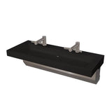 2'' X 4'' cast wall mounted Blanco (white) solid surface countertop with an integrated 72'' X 14'' X 4-1/2'' ramped basin, stainless steel surface m