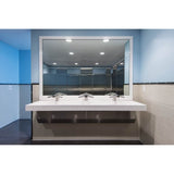 2'' X 4'' cast wall mounted Blanco (white) solid surface countertop with an integrated 72'' X 14'' X 4-1/2'' ramped basin, stainless steel surface m