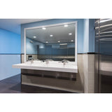 2'' X 4'' cast wall mounted Blanco (white) solid surface countertop with an integrated 72'' X 14'' X 4-1/2'' ramped basin, stainless steel surface m