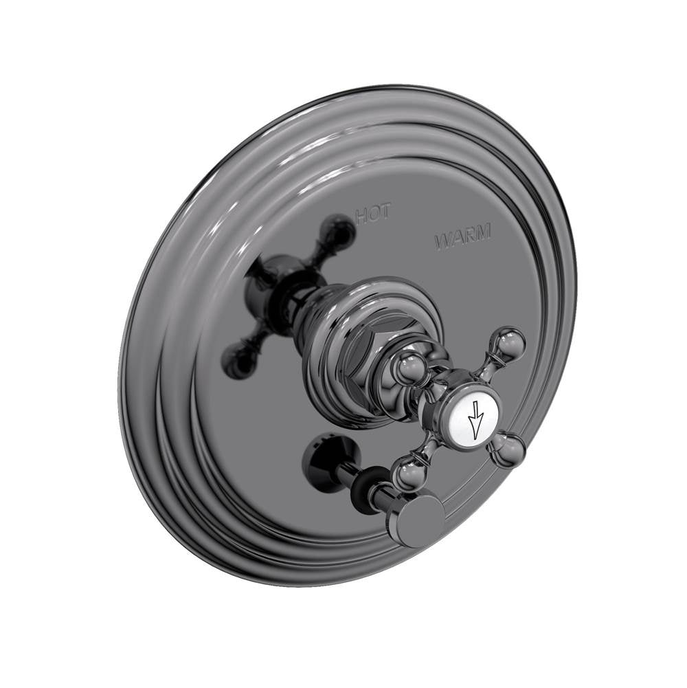Newport Brass - Astor Balanced Pressure Tub & Shower Diverter Plate with Handle - Midnight Chrome