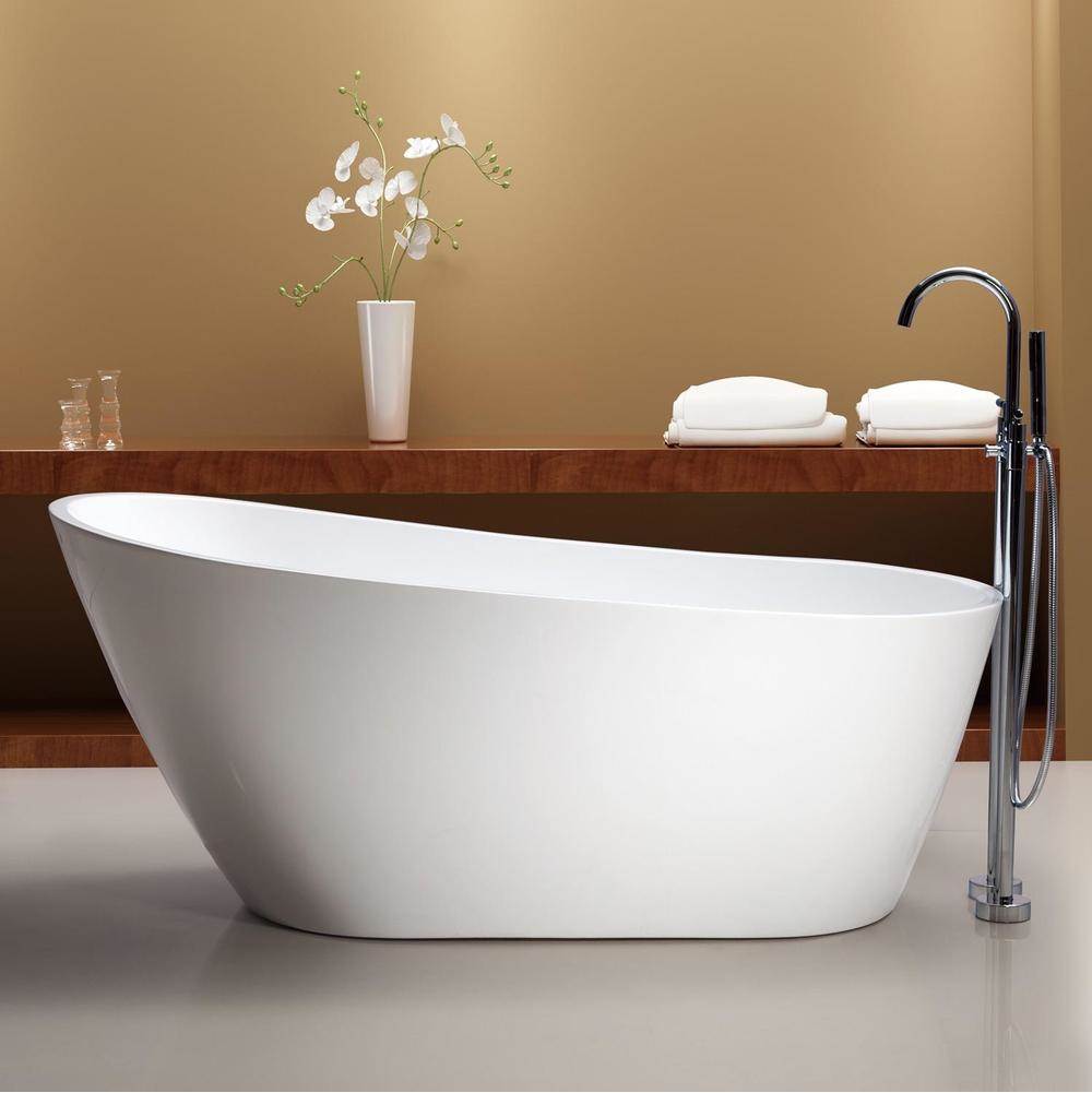 Neptune Rouge - Freestanding One Piece MALAGA 32x66, Chrome Drain, White - White