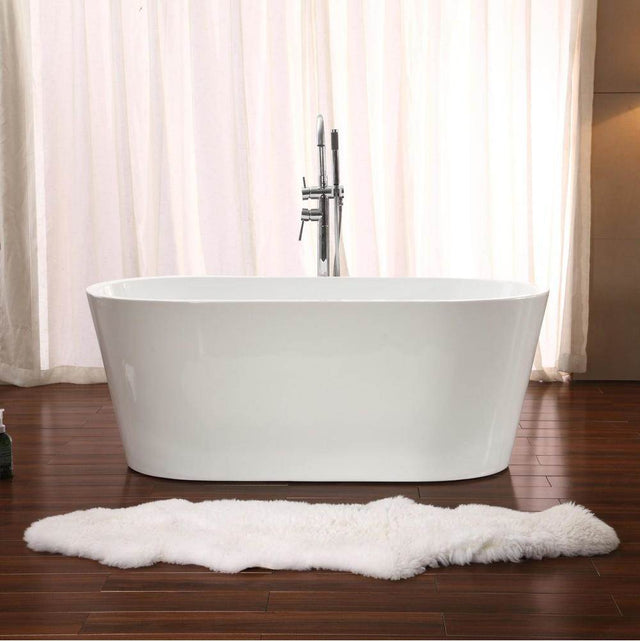 Neptune Rouge - Freestanding One Piece MONACO 30x60, Chrome Drain, White - White