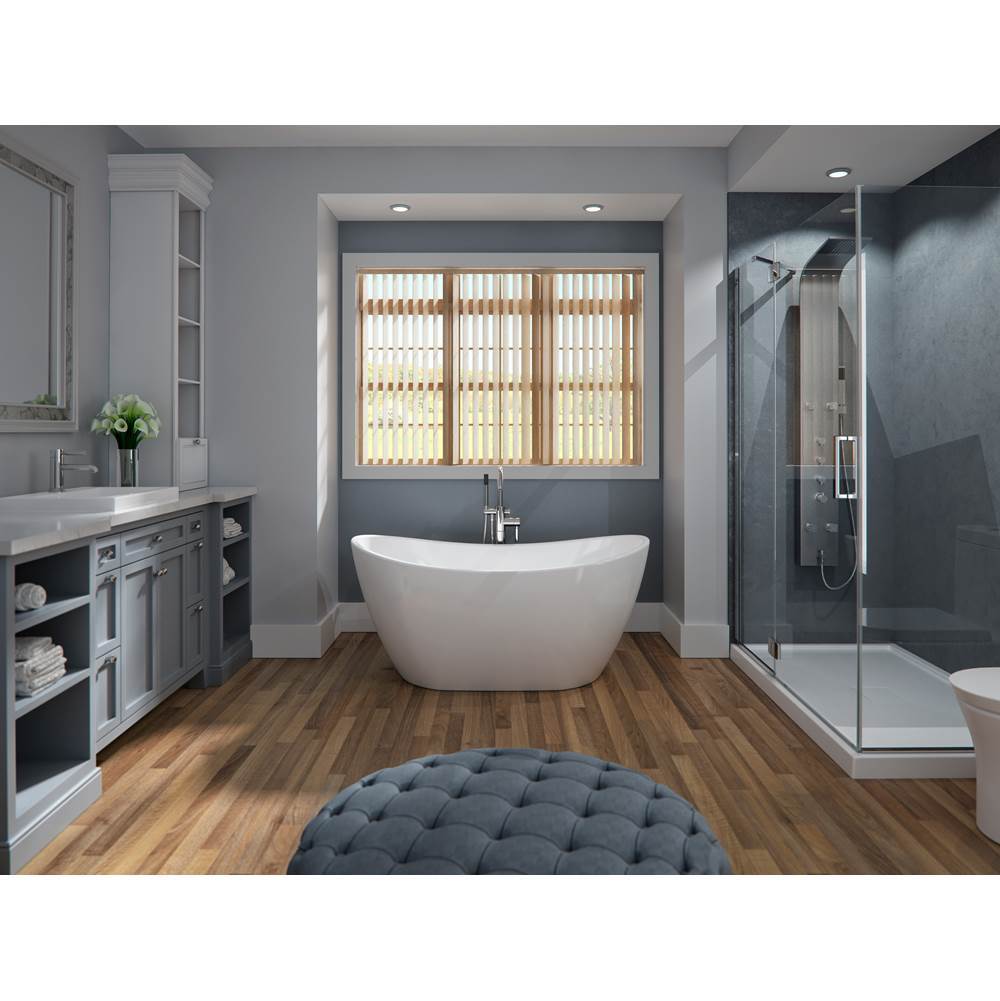 Neptune Rouge - Freestanding One Piece FLORENCE 32x60, Rouge-Air, Chrome Drain, White - White