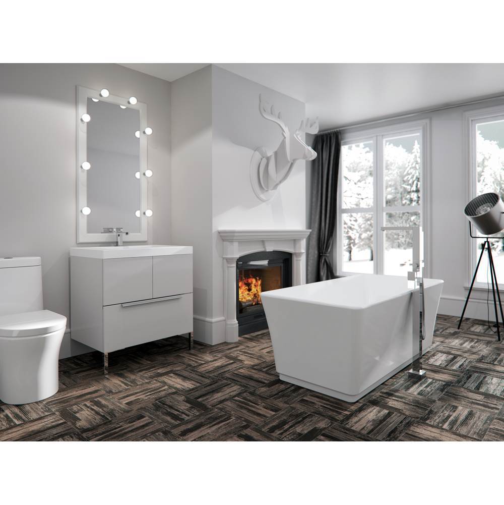 Neptune Rouge - Freestanding One Piece LONDON 30x66, Rouge-Air, Chrome Drain, White - White