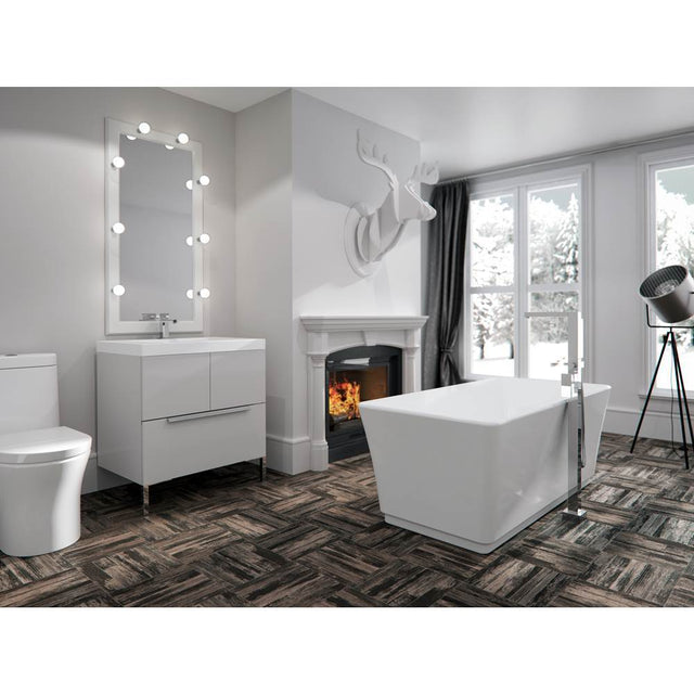 Neptune Rouge - Freestanding One Piece LONDON 30x60, Rouge-Air, Chrome Drain, White - White