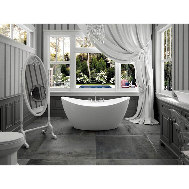 Neptune Rouge - Freestanding One Piece MURANO 34x60, with Chrome Drain and Removable Overflow cover, White - White