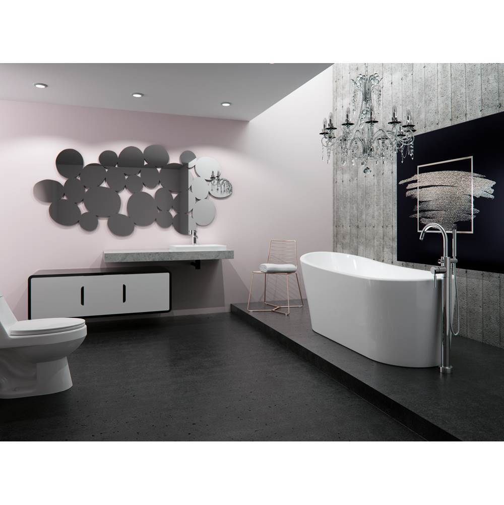 Neptune Rouge - Freestanding One Piece PARIS 32x66, Rouge-Air, Chrome Drain, White - White