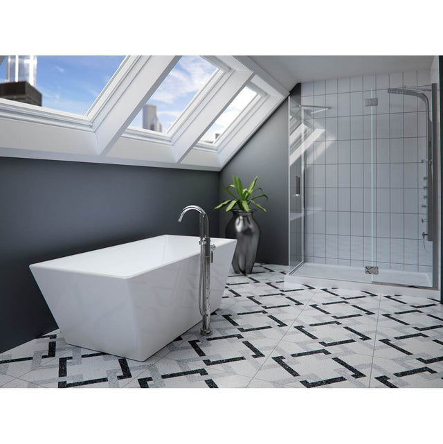 Neptune Rouge - Freestanding One Piece PRAGUE 32x66, Rouge-Air, Chrome Drain, White - White