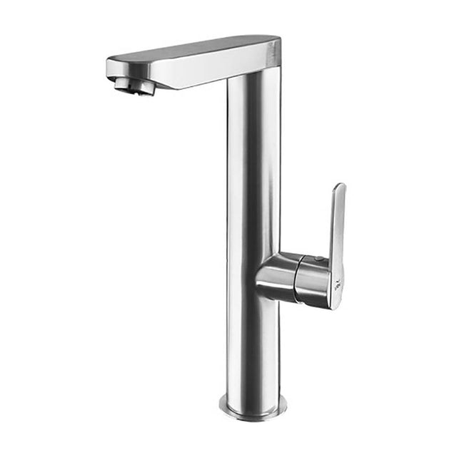 Outdoor Shower - Hot & Cold Faucet - ''Hybrid'' Lever Handle - 90-Degree Spout - Satin - Satin