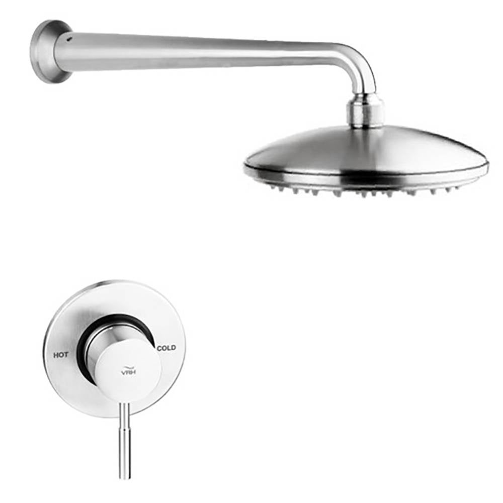 Outdoor Shower - Concealed Shower Set (3pc) - Hot & Cold Valve,  8'' Shower Head, 13.5'' Arm - Satin
