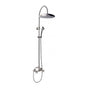 Outdoor Shower - Wall Mount Hot & Cold Shower - ''Collana'' Cross Handle Valve, 12'' Shower Head, Hand Spray & Hose - Satin