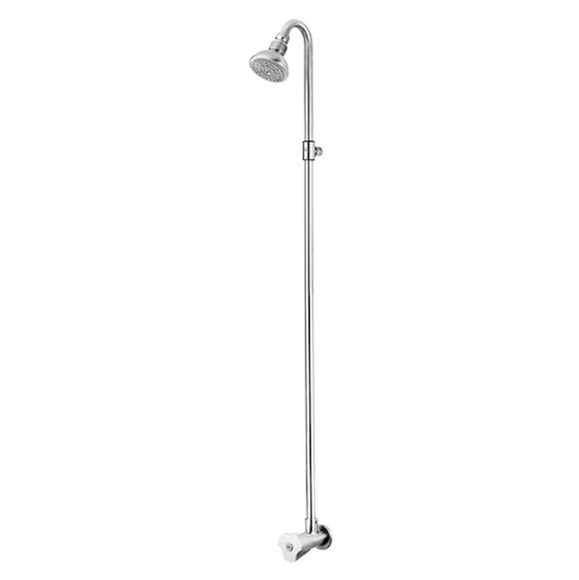 Outdoor Shower - Wall Mount Single Supply Shower - ''Forza'' Manual Turn Valve, 3'' Shower Head - Satin
