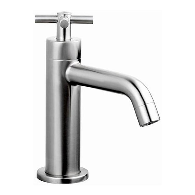 Outdoor Shower - Single Supply Faucet - ''Smooth'' Cross Handle - Satin