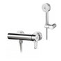 Outdoor Shower - Wall Mount Hot & Cold Hand Spray - ''Romeo'' Lever Handle, Hand Spray, Hose, & Wall Bracket - Satin - Stainless Steel