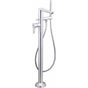 Outdoor Shower - Free Standing Tub Filler - Hot & Cold Lever Handle, Hand Spray & Hose - 316 Stainless Steel - Satin