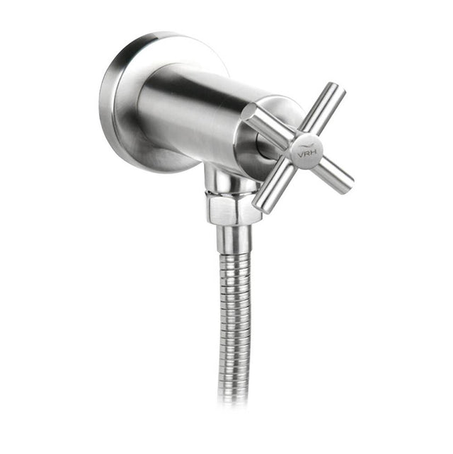 Outdoor Shower - Angle Valve - ''Smooth'' Cross Handle - Satin