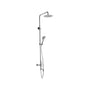 Outdoor Shower - Wall Mount Hot & Cold Shower - Lever Handle Valve, 8'' Shower Head, Hand Spray &  Hose, Foot Shower - Satin