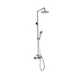 Outdoor Shower - Wall Mount Hot & Cold Shower - Lever Handle Valve, 8'' Shower Head, Hand Spray &  Hose - Satin