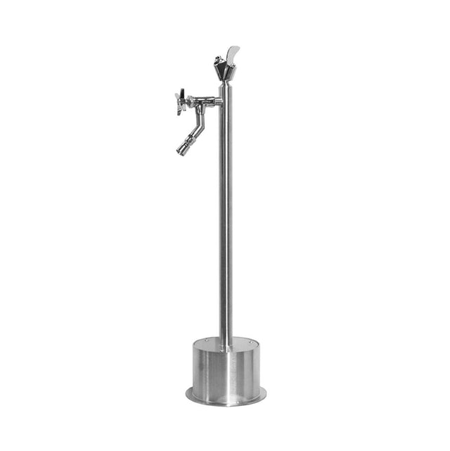 Outdoor Shower - Free Standing Single Supply Push Button Drinking Fountain, Cross Handle Foot Shower
