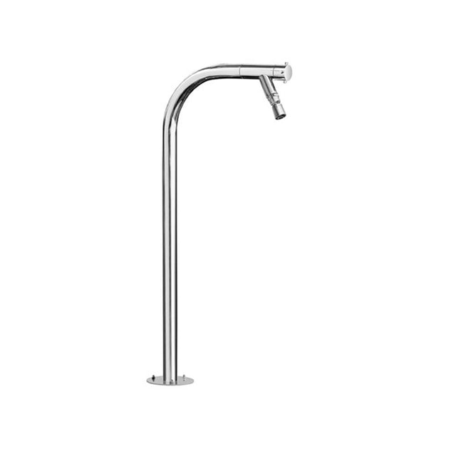 Outdoor Shower - 'Spring'' Free Standing Single Supply Foot Shower - Satin