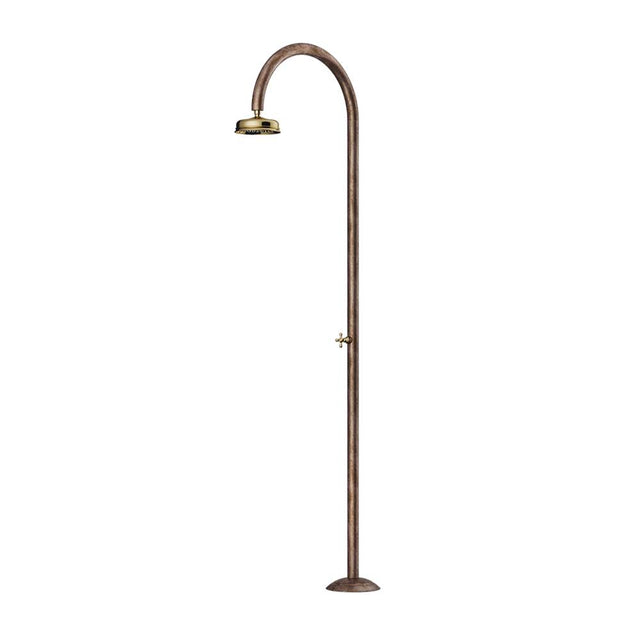 Outdoor Shower - 'Origo'' Free Standing Single Supply Copper Shower Unit - 8'' Brass Shower Head