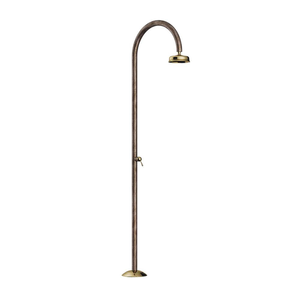 Outdoor Shower - 'Origo'' Free Standing Hot & Cold Copper Shower Unit - 8'' Brass Shower Head
