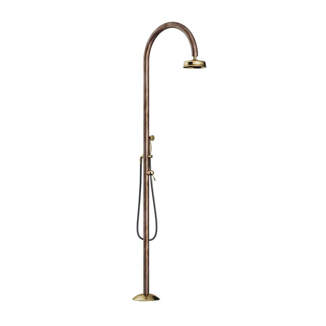 Outdoor Shower - 'Origo'' Free Standing Hot & Cold Copper Shower Unit - Hand Spray -  8'' Brass Shower Head