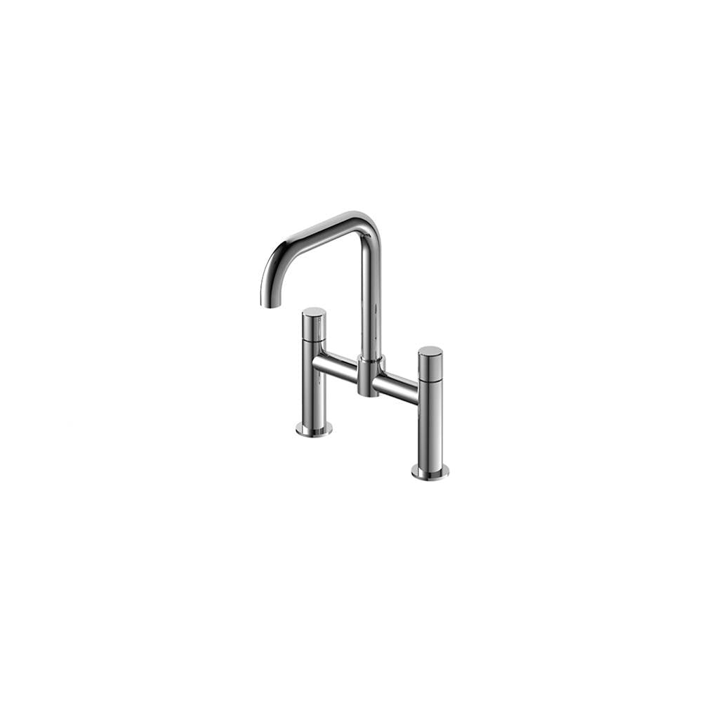 Outdoor Shower - 'Waterline'' Hot & Cold 2-Handle Bridge Faucet with Swivel Spout (2-hole installation) - Satin(previous model: FTA-KW30-SF-HC-S)