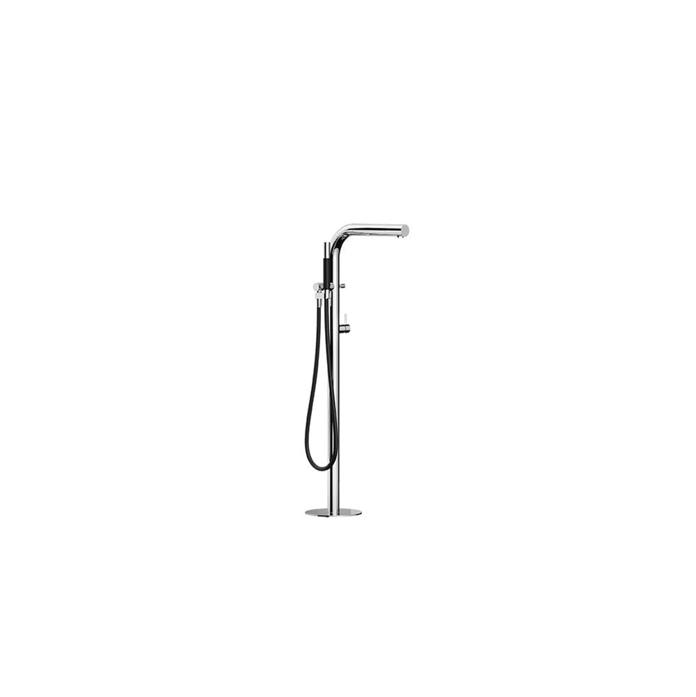 Outdoor Shower - 'Skinny'' Free Standing Hot & Cold Tub Filler - Hand Spray - Satin