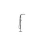 Outdoor Shower - 'Skinny'' Free Standing Hot & Cold Tub Filler - Hand Spray - Satin