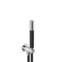 Outdoor Shower - 'Waterline'' Stainless Steel/Black Resin Tubular Hand Spray, Black PVC Hose & Wall Coupling with Bracket (FTA-PS05-S) - Satin