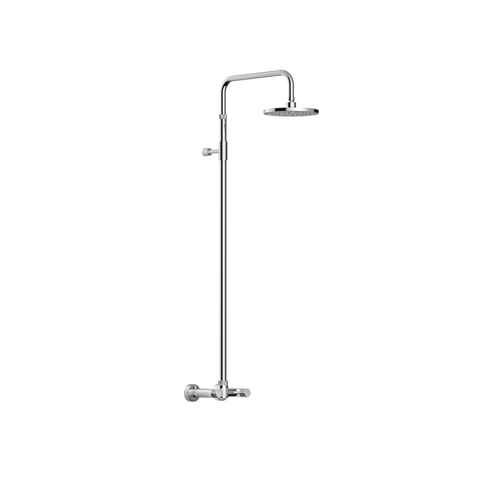 Outdoor Shower - 'Waterline'' Wall Mount Hot & Cold Shower Unit - 8'' Shower Head - Mirror