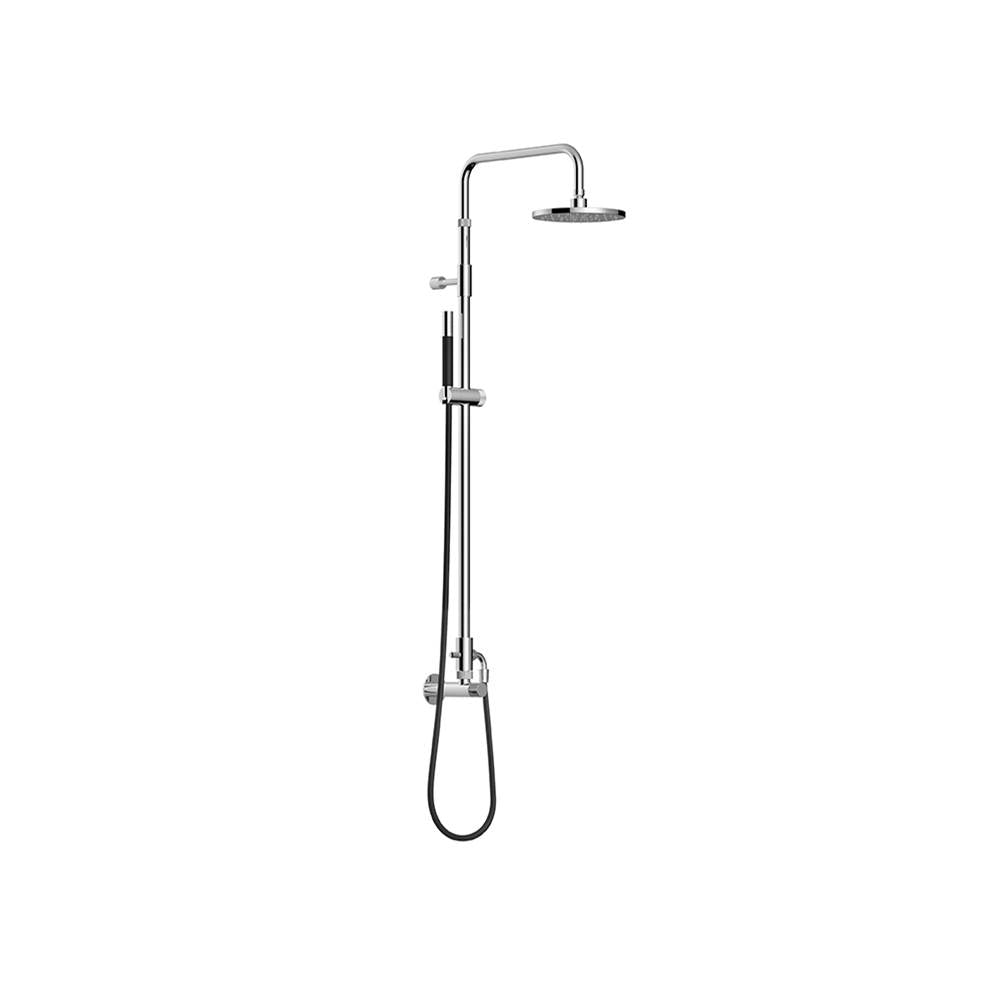 Outdoor Shower - 'Waterline'' Wall Mount Single Supply Shower Unit - Hand Spray - 8'' Shower Head - Mirror