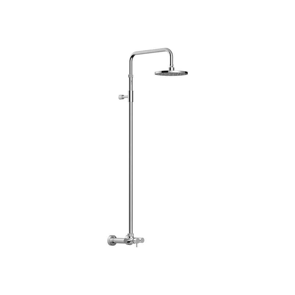 Outdoor Shower - 'Waterline'' Wall Mount Hot & Cold Shower Unit - Single Handle Valve - 8'' Shower Head - Mirror