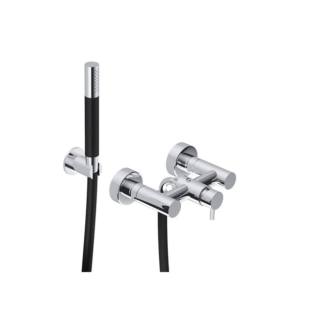 Outdoor Shower - 'Waterline'' Wall Mount Hot & Cold Hand Spray - Single Handle Valve - Mirror