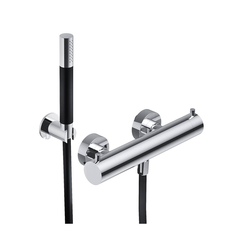 Outdoor Shower - 'Waterline'' Wall Mount Hot & Cold Hand Spray - Thermostatic Valve  - Satin