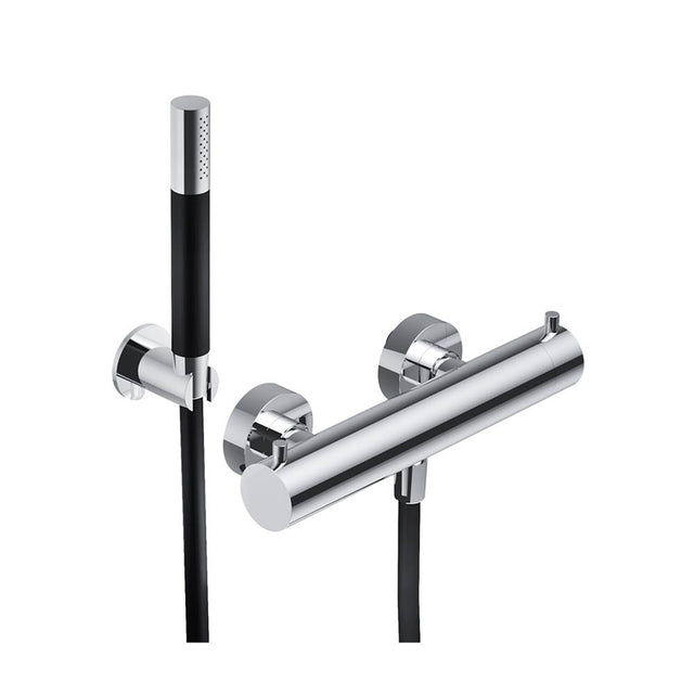 Outdoor Shower - 'Waterline'' Wall Mount Hot & Cold Hand Spray - Thermostatic Valve  - Satin