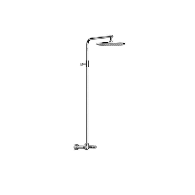 Outdoor Shower - 'Waterline'' Wall Mount Hot & Cold Shower Unit - 12'' Shower Head - Satin