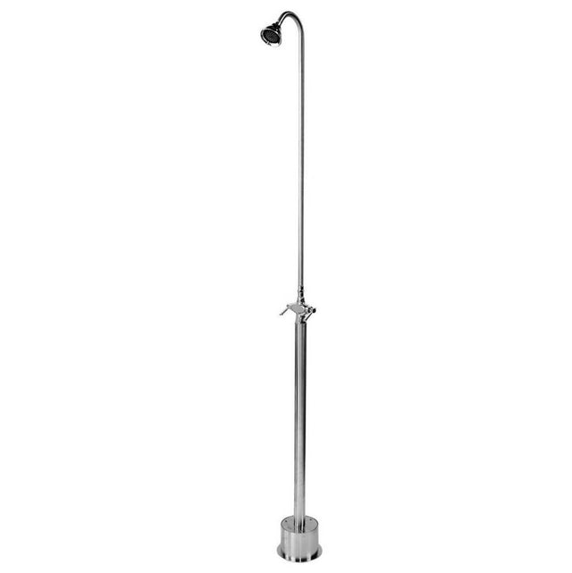 Outdoor Shower - Free Standing Hot & Cold Shower - ADA Lever Handle Valve, 4'' Shower Head, Foot Shower